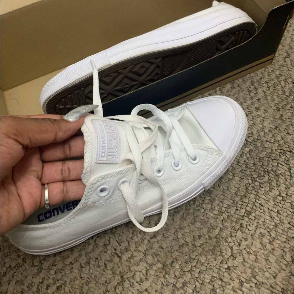 All white low converse